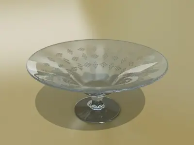 Green Grapes in Glass Bowl 3D model