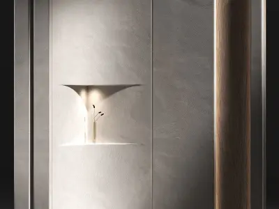 Corner wall section Plaster and wood niche partition 3D model