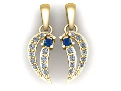 WINGS STYLE DIAMOND EARRING 3D PRINTABLE MODEL 3D print model