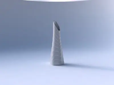 Vase top bent hexagon with smooth horizontal dents 2 3D print model