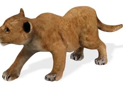 LION CUB CUP Lioness FELINE CAT Low-poly 3D model