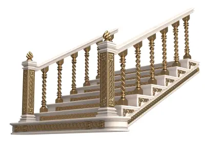 Carved Stair 06 White Low-poly 3D model
