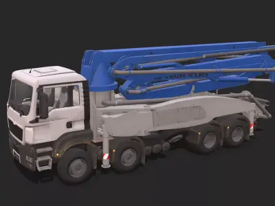 Concrete pump Low-poly 3D model