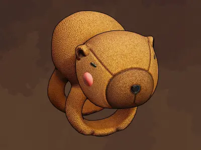Capybara Plushie Bracelet Cartoon Chibi Low-poly 3D model