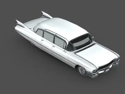 Cadillac Fleetwood 75 sedan 1959 Low-poly 3D model