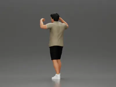 Man in shorts carrying girlfriend on shoulders 3D print model