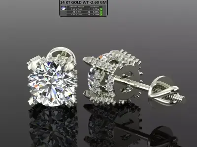 Women Diamond Earrings 3D print model 10