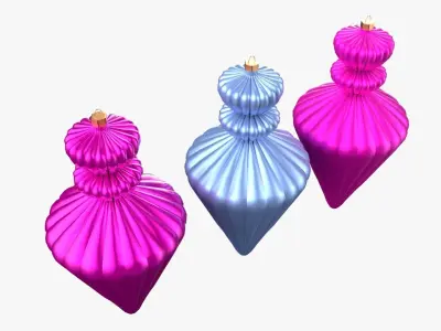 Christmas Tree Ornament Set10 - Pink LightBlue Low-poly 3D model