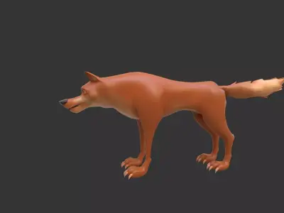 Stylish cartoon wolf 3D model