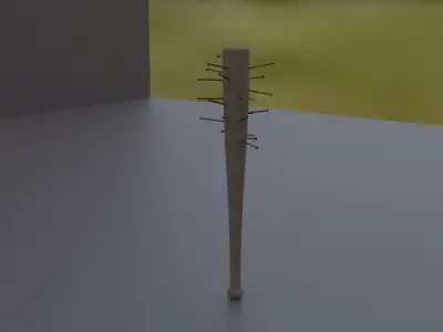 3D MODEL BITS LOW POLY wooden stick with nails Low-poly 3D model