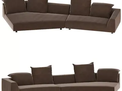 Modern Brown Velvet Sectional Sofa  3D model