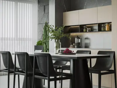 Modern living room dining room interior scenes 160 3D model