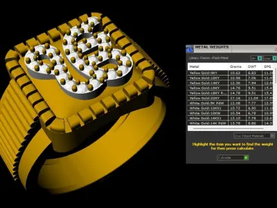 Gold OMKAR Sign Mens Ring with Diamond  3D print model