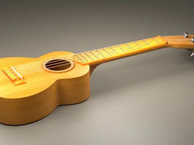 A 3D Model of Ukulele with blend file 3DS OBJ and FBX export 3D model