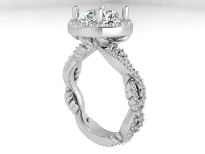 Round Halo Twisted Ring 3456 3D print model