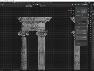 Columns in 5 styles  Game ready and printable Low-poly 3D model
