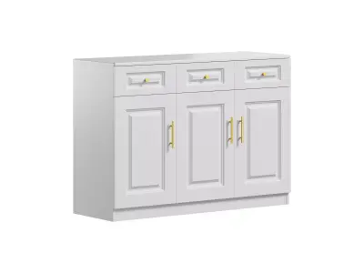 Sumptuous White Wood Sideboard Credenza with Drawers 3D model