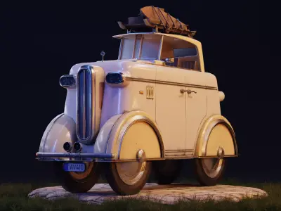 Retro car Low-poly 3D model