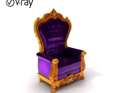 Royal Throne Armchair D Model Pack Low-poly 3D model