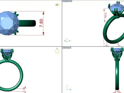 solitaire ring with twist criss cross head   3D print model