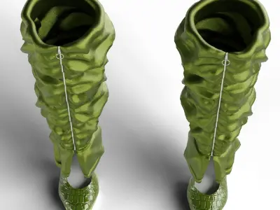 Knee High Open Boots Low-poly 3D model