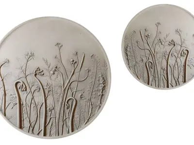 Botanical bas-relief 3D model