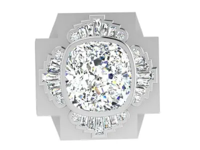 Cushion Cut Ring 3818 3D print model
