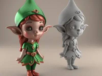 Charming 3D Elf Figurine STL File for Decor 3D print model