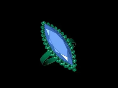 Natural Garnet Ring Gold-Marquise  beautiful design Free 3D print model