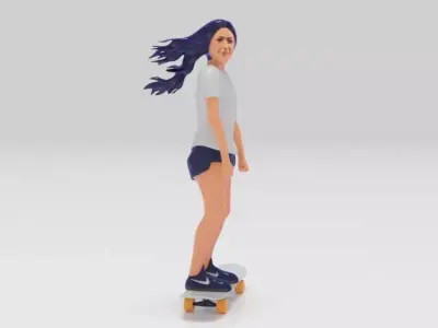 Girls Skate Bording 3D Model STL  3D print model