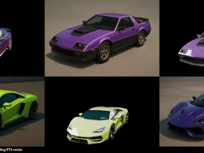 Sport Car bundle 20 pack 100 glb 3D model