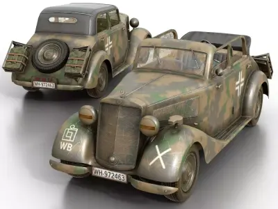 Mercedes-Benz 170V  Cabrio Saloon Wermacht 3D model