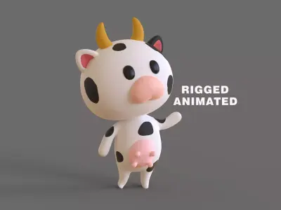 Little Funny Cow Animated Low-poly 3D model