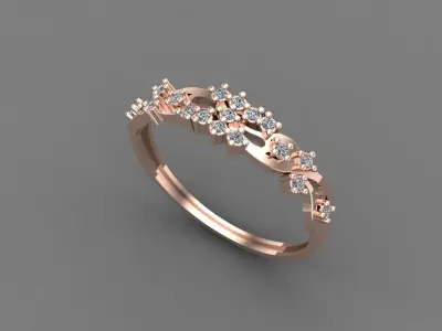 Women Ring Diamond Stone STL 3DM Lightweight Printable 3D print model 7