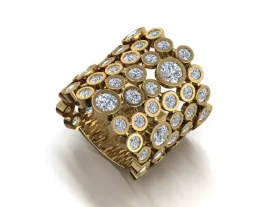 Cocktail ring diamond ring 3d model 3D print model