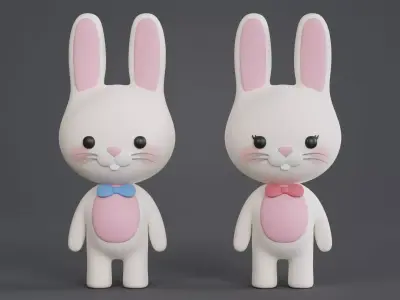 Rabbit Couple 3D model