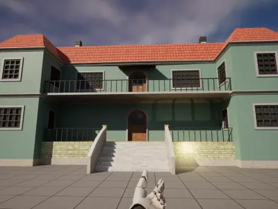 Building 3D model house with dog Low-poly 3D model