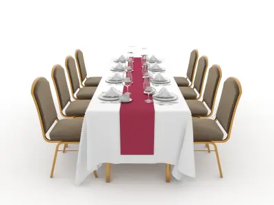 Banquet Table and Chair 83 3D model