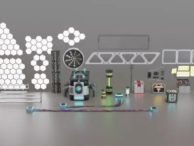 Sci-fi Assets Low-poly 3D model