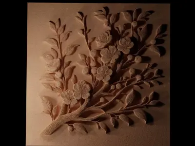 Cherry Tree Branch CNC 3d Print High Relief Sand Casting 3D print model
