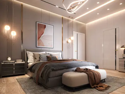 modern bedroom 3d model luxury design 3D model