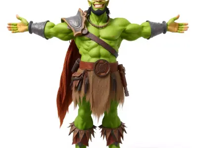 Green Fantasy Warrior model pack Low-poly 3D model