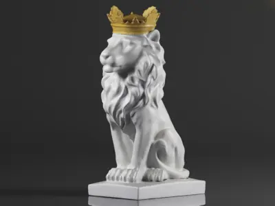 CUZOKOLA  H Large Modern Royal King Lion Statue Decor for Shelf  3D print model