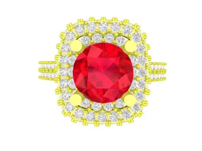 A5418 Luxury Diamond Halo Women Ring 3D print model