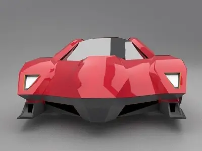 Lowpoly futuristic sportscar concept Low-poly 3D model