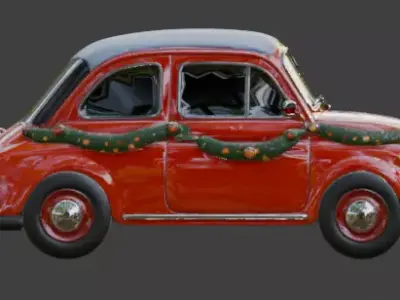 Stylized Christmas Car 3D Model Low-poly 3D model