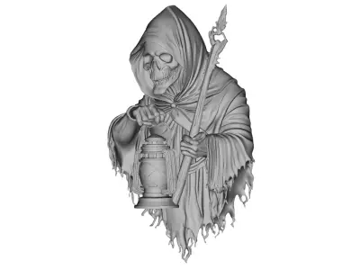Grim Reaper with Lantern 3D Model for Jewelry Pendant Design 3D print model