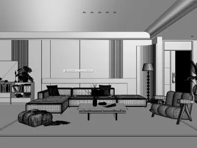 Modern living room 3D model  3D model