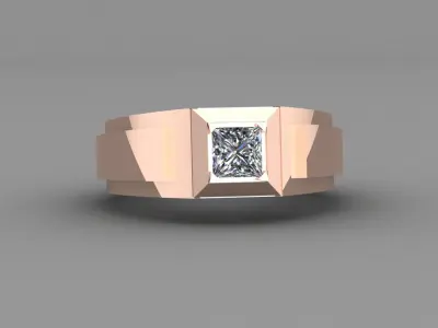 Rose Gold Men Diamond Ring 3D print model 3D print model shop
