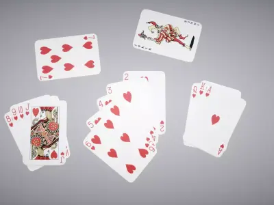 Cards set of playing Low-poly 3D model